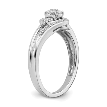 Rhodium Over 10K White Gold Lab Grown Diamond Cluster Engagement Ring 0.201ctw