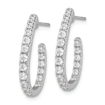 Rhodium Over 14K White Gold Lab Grown Diamond SI1/SI2, G H I, In and Out
J-Hoop Earrings