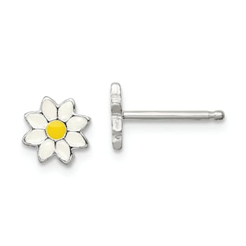 Sterling Silver and Enamel Flower Children's Post Earrings