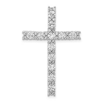 Rhodium Over 14k White Gold Diamond Latin Cross Pendant
