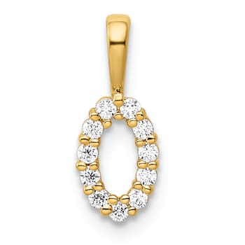 14k Yellow Gold Diamond Number 0 Pendant
