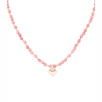 Barse Rhodonite Heart Pendant Necklace In Bronze
