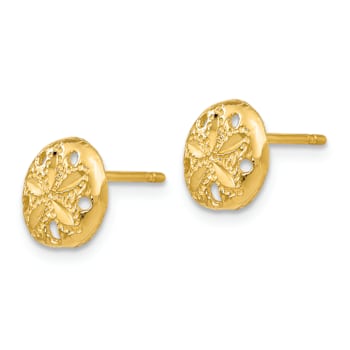 14k Yellow Gold Diamond-Cut Sand Dollar Earrings