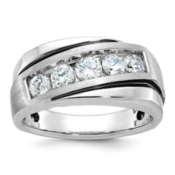 Rhodium Over 10K White Gold with Black Rhodium Men's Polished and Satin
A Diamond Ring 1.01ctw