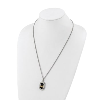 Stainless Steel Polished with 14K Gold Accent DAD with Black Enamel 24
Inch Necklace