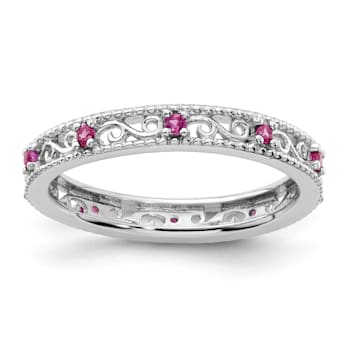 Sterling Silver Stackable Expressions Lab Created Ruby Ring 0.21ctw