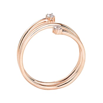 Lab Grown Diamond Accent 10K Rose Gold Spiral Design Bypass Ring, 0.06ctw