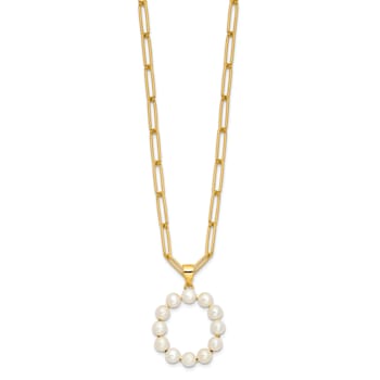 Gold Tone Sterling Silver 3-5.5mm Freshwater Cultured Pearl LETTER O
18-inch Necklace