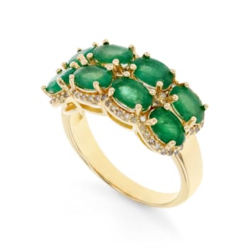 Emerald and Diamond 14K Yellow Gold Over Sterling Silver Ring 3.56ctw
