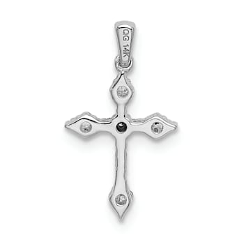 Rhodium Over 14K White Gold 1/15ct. Diamond Cross Pendant