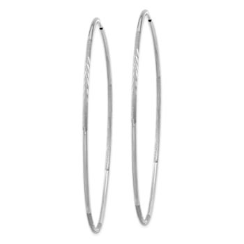 Rhodium Over 14k White Gold Diamond-Cut 2 5/16" Endless Hoop Earrings