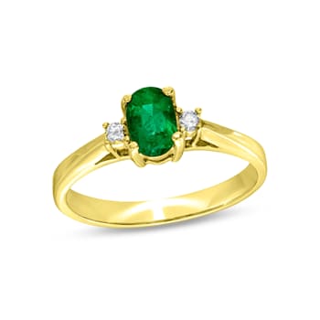 0.45cttw Emerald and Diamond Ring set in 14k Yellow Gold