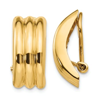 14k Yellow Gold 3/4" Non-pierced J-Hoop Earrings