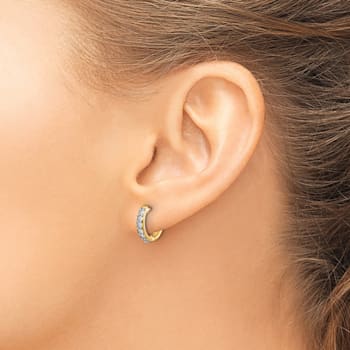 14K Yellow Gold Lab Grown Diamond SI1/SI2, G H I, Hinged Hoop Earrings