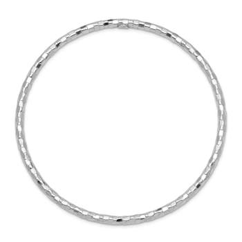 Rhodium Over 14k White Gold 3mm Textured Slip-On Bangle Bracelet