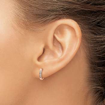Diamond Hinged Hoop Earrings In 10K Rose Gold 0.12ctw