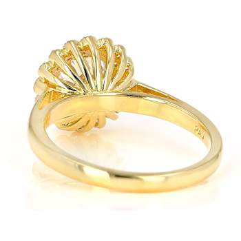 Round CZ Ring With Halo In 18K Over Sterling Silver