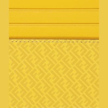 Fendi FF Logo Print Sunflower Yellow Leather Card Case