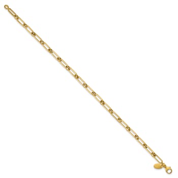 14k Yellow Gold Polished 3.65mm Fancy Paperclip Link Bracelet