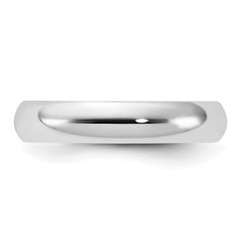 Rhodium Over Sterling Silver 4mm Half-Round Band