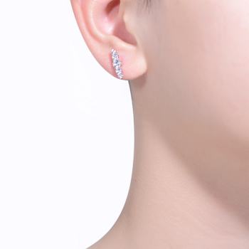 Five-Stone CZ Linear Drop Earrings In Sterling Silver
