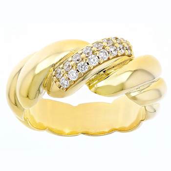 CZ San Marco Band Ring In 18K Gold Over Sterling Silver 0.24ctw