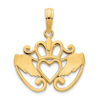 14k Yellow Gold Fancy Claddagh Pendant