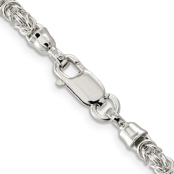 Sterling Silver 4mm Fancy Byzantine Chain Necklace