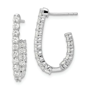 Rhodium Over 14K White Gold Lab Grown Diamond SI1/SI2, G H I, In and Out
J-Hoop Earrings