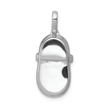 Rhodium Over 14k White Gold Diamond Baby Girl Shoe Pendant