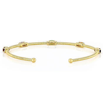 Multi Garnet And White Zircon Bracelet In 18K Gold Over Sterling Silver 1.36ctw