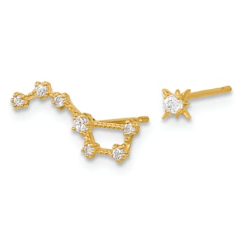 14K Yellow Gold Childrens Cubic Zirconia 1 Stud Star and 1 Little Dipper
Post Earrings