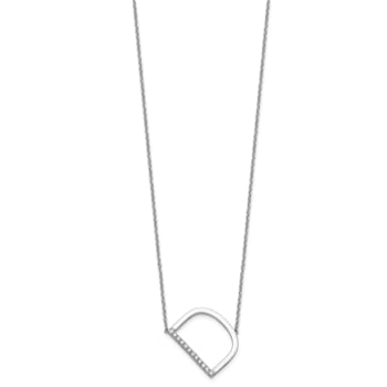 Rhodium Over 14k White Gold Sideways Diamond Initial D Pendant Cable
Link 18 Inch Necklace