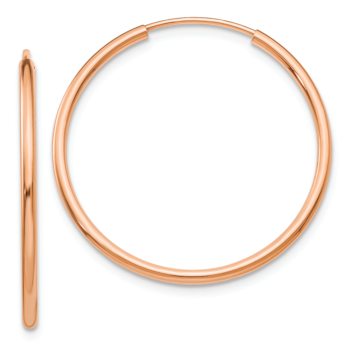 14k Rose Gold 1" Polished Endless Tube Hoop Earrings