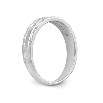 Rhodium Over 14K White Gold AA Quality Trio Ladies Wedding Band 0.09ctw