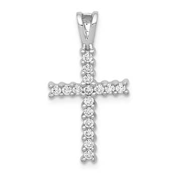 Rhodium Over 14k White Gold Diamond Latin Cross Pendant