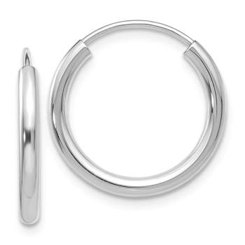 Rhodium Over 14k White Gold 11/16" Polished Endless Hoop Earrings