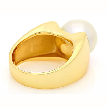 Pearl Solitaire Ring In 18K Gold Over Sterling Silver