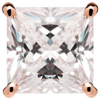 White Cubic Zirconia 14k Rose Gold Studs With Velvet Gift Box 3.00ctw