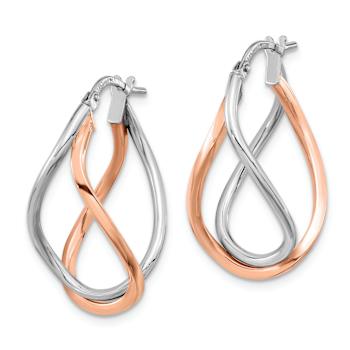 14k Tri-color Gold 1 1/8" Swirl Twisted Hoop Earrings