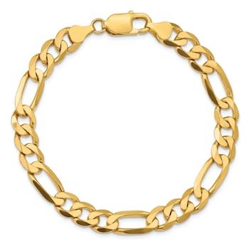 14K Yellow Gold 7.5mm Flat Figaro Chain Bracelet