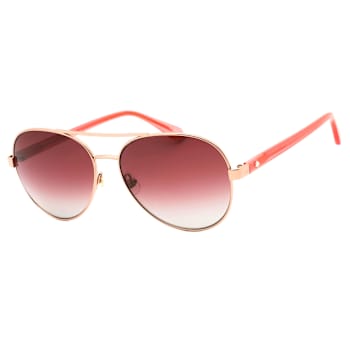 Kate Spade AVERIE Rose Gold Aviator Frame / Burgundy Lenses Sunglasses