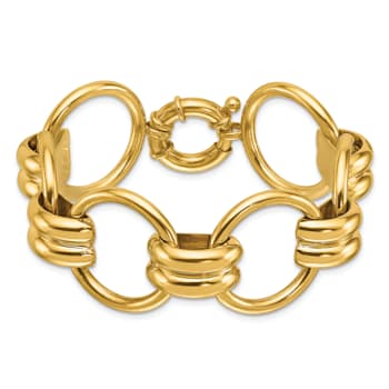 14K Yellow Gold 25.4mm Circles 7.5 inch Bracelet
