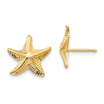 14K Yellow Gold Starfish Post Earrings