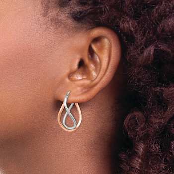 14k Tri-color Gold 1 1/8" Swirl Twisted Hoop Earrings