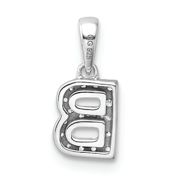 14K White Gold Diamond Letter B Initial with Bail Pendant