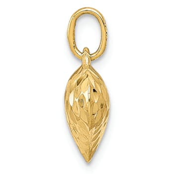 14k Yellow Gold Polished and Textured 3D Heart Pendant
