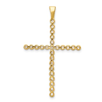 14K Two-tone Gold  Diamond Cross Pendant