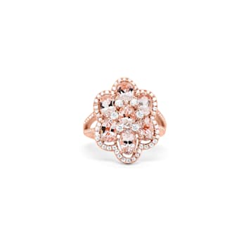 6x4mm Oval Morganite 18K Rose Gold Over Sterling Silver Ring , 2.84ctw