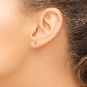 14k Yellow Gold and Rhodium Over 14k Yellow Gold 4.8mm Children's Heart
Stud Earrings